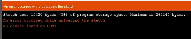 COM error in Arduino IDE