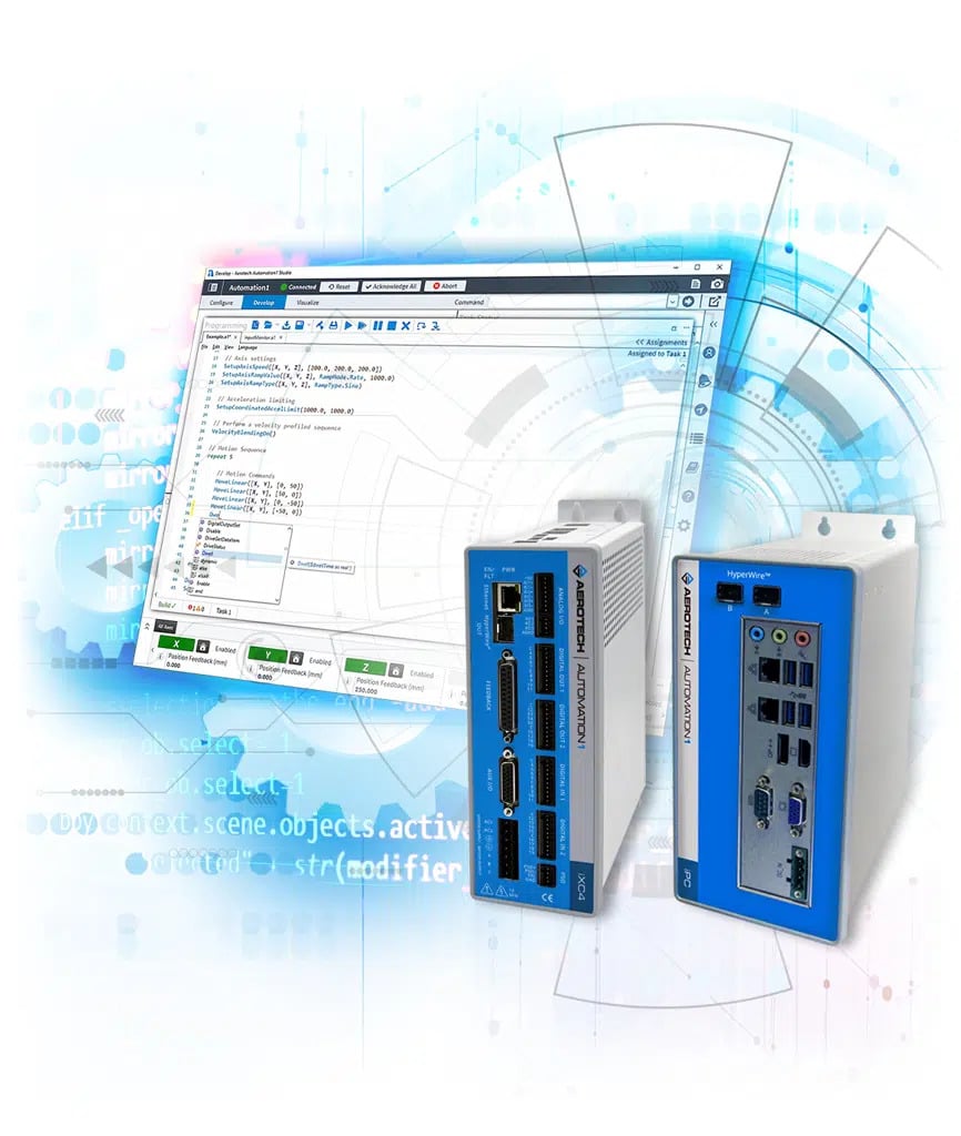 The Automation1 iSMC intelligent, software-based controller provides users flexibility and ease of use for motion control applications