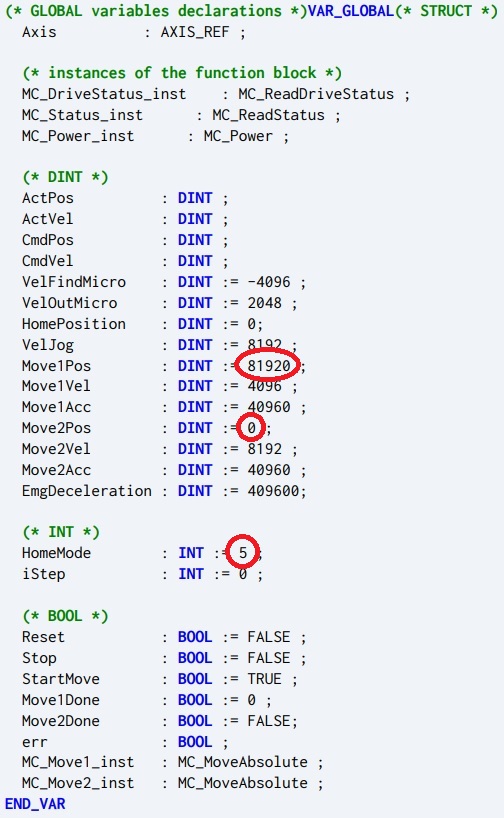 Figure 2. Setting up global variables.