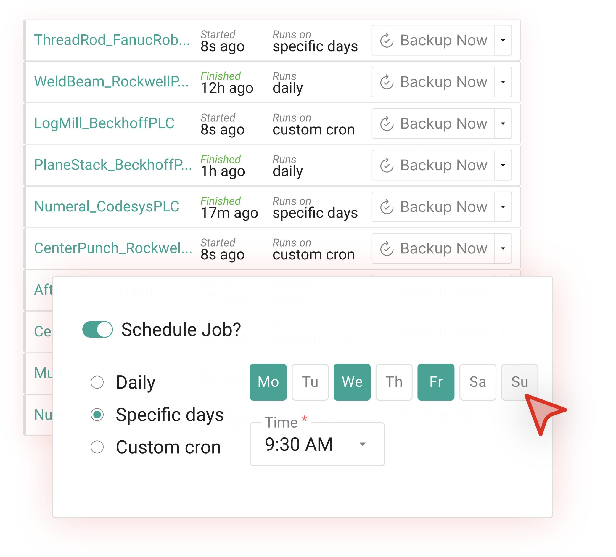 Setting up an automatic backup schedule in Copia DeviceLink