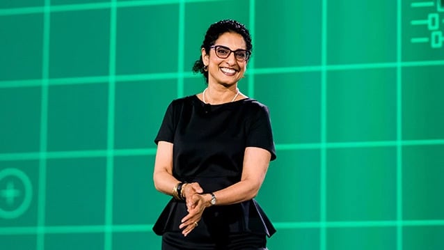Ritu Favre speaking at the 2024 NI Connect in Austin, Texas