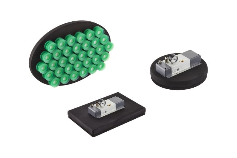 The FQE-V gripper is available in oval, rectangular, and circle forms