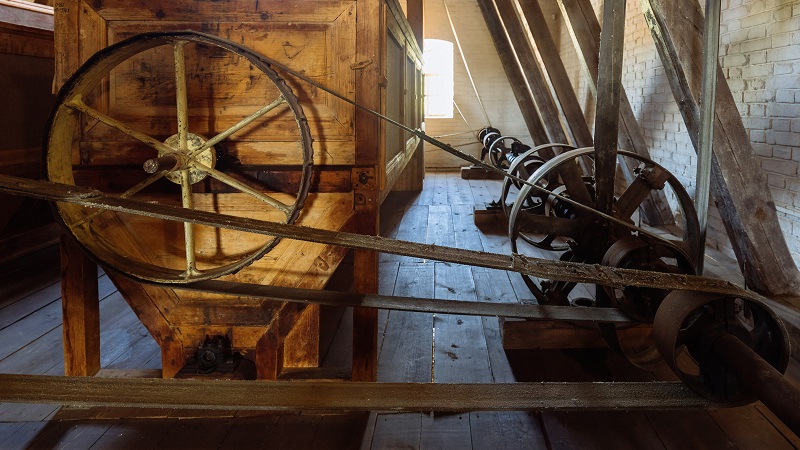 Old factory with belt drives