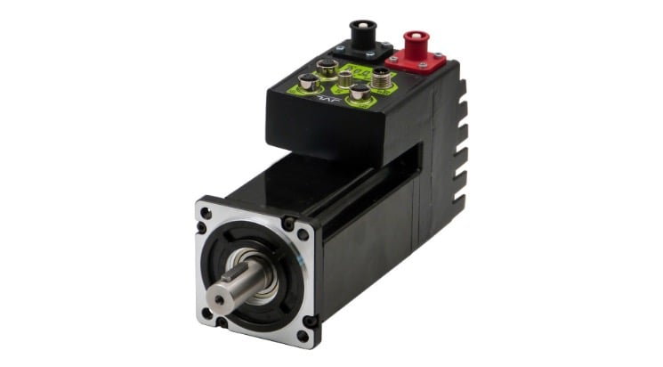JVL’s new-generation MAC1403 integrated servo motor combines the motor, drive, controller, and encoder in one cabinet-free unit.