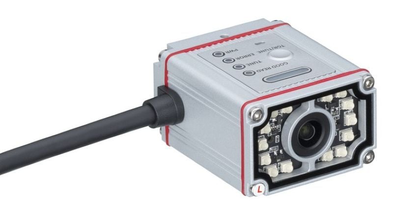 Leuze’s DCR 100i series features a compact aluminum housing and integrated illumination designed for industrial environments
