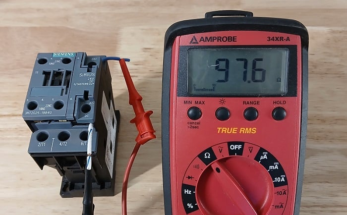 Contactor coil resistance test