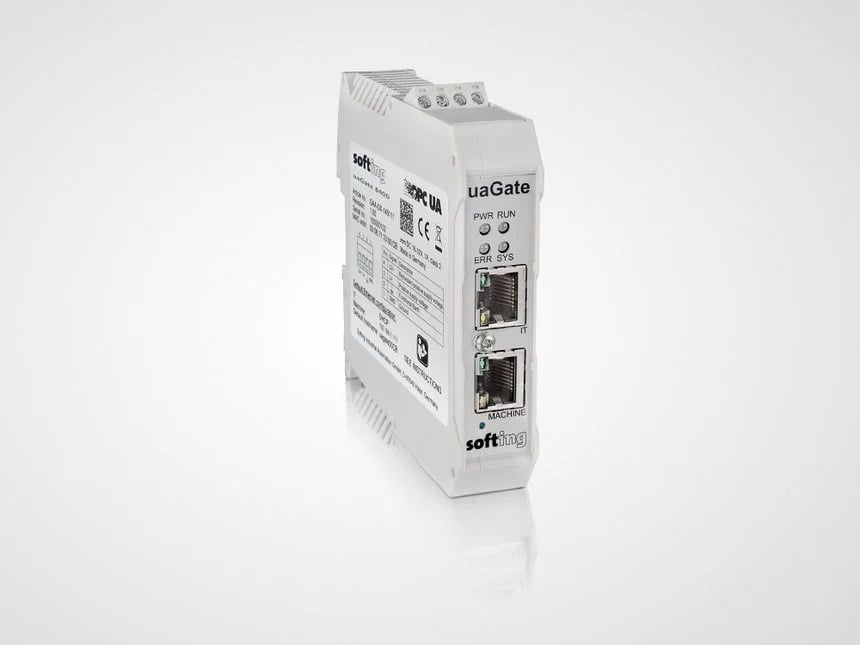 Softing Industrial’s range of edge products include server gateways, such as the uaGate 840D pictured above.