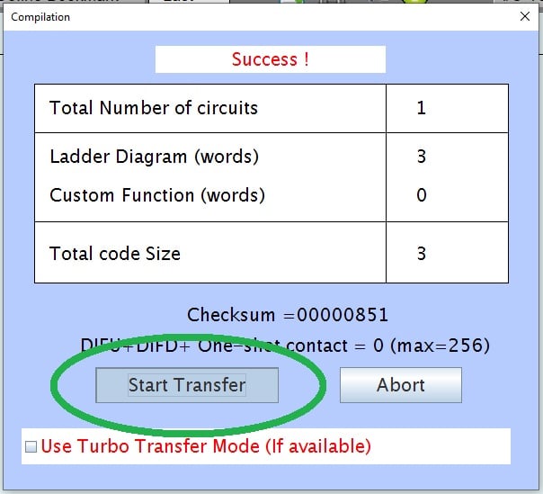Figure 7. Program transfer to PLC.
