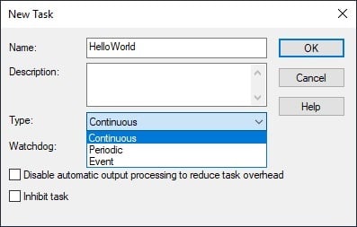  Figure 1. Setting the schedule type of a new task.
