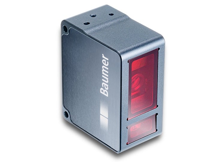 The OX 2D profile sensor that uses laser light to draw a profile of the inspected surface.