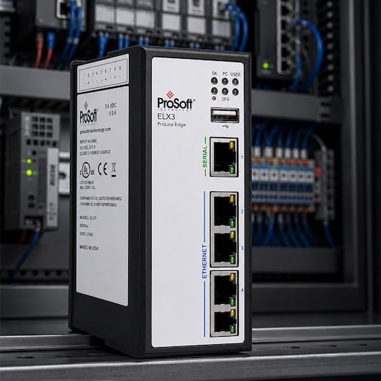 Belden’s ProSoft ELX3 ProLinx Edge Gateway combines OT protocol conversion and Docker-based edge computing in a rugged industrial platform.