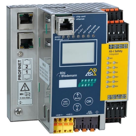The new ASi-5/ASi-3 (BWU4845 ) gateway offers up to 8 A per ASi circuit for large industrial safety installations.