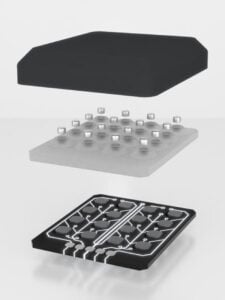 The uSkin schematic illustrates the three layers to provide robots with a humanlike sense of touch.