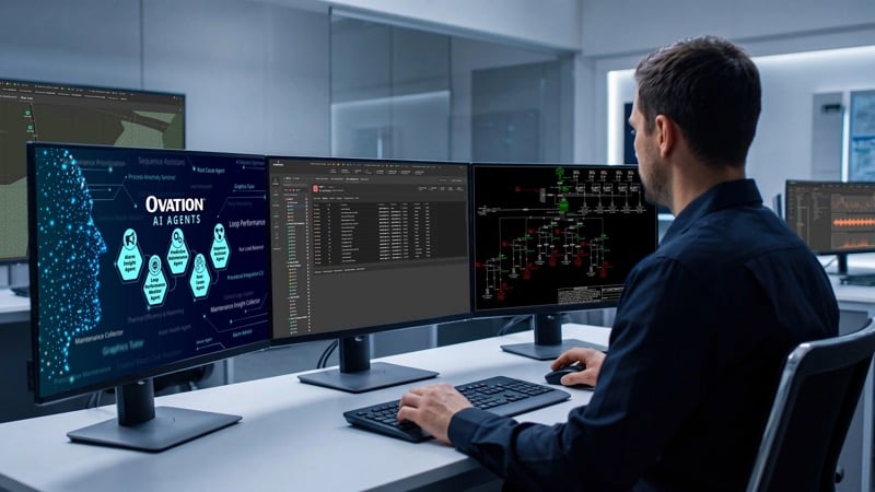 An operator using the Ovation portfolio for process automation.