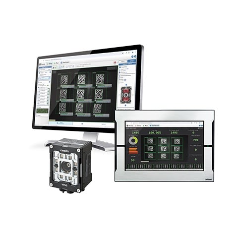The VHV5-SRV can process up to 1,200 parts per minute and eliminates uncalibrated barcode reading using a third-party calibration card, supporting ISO/IEC verification.