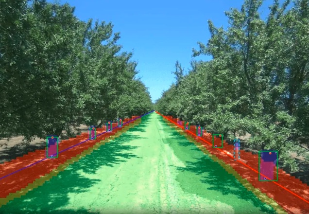 Visionsteer technology enhances orchard harvesting by keeping track of harvested and unharvested trees and providing remote-based operation and machine monitoring.