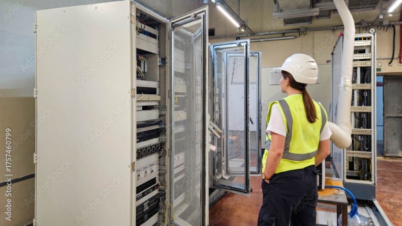 Industrial control cabinets typical of distributed control systems (DCS) environments in process and hybrid industries.