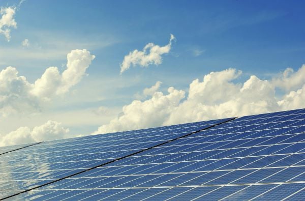 Solar panels, all perfectly aligned to face the sun.