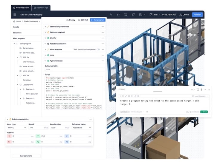 Building logic with the assistance of AI tools in MachineLogic.