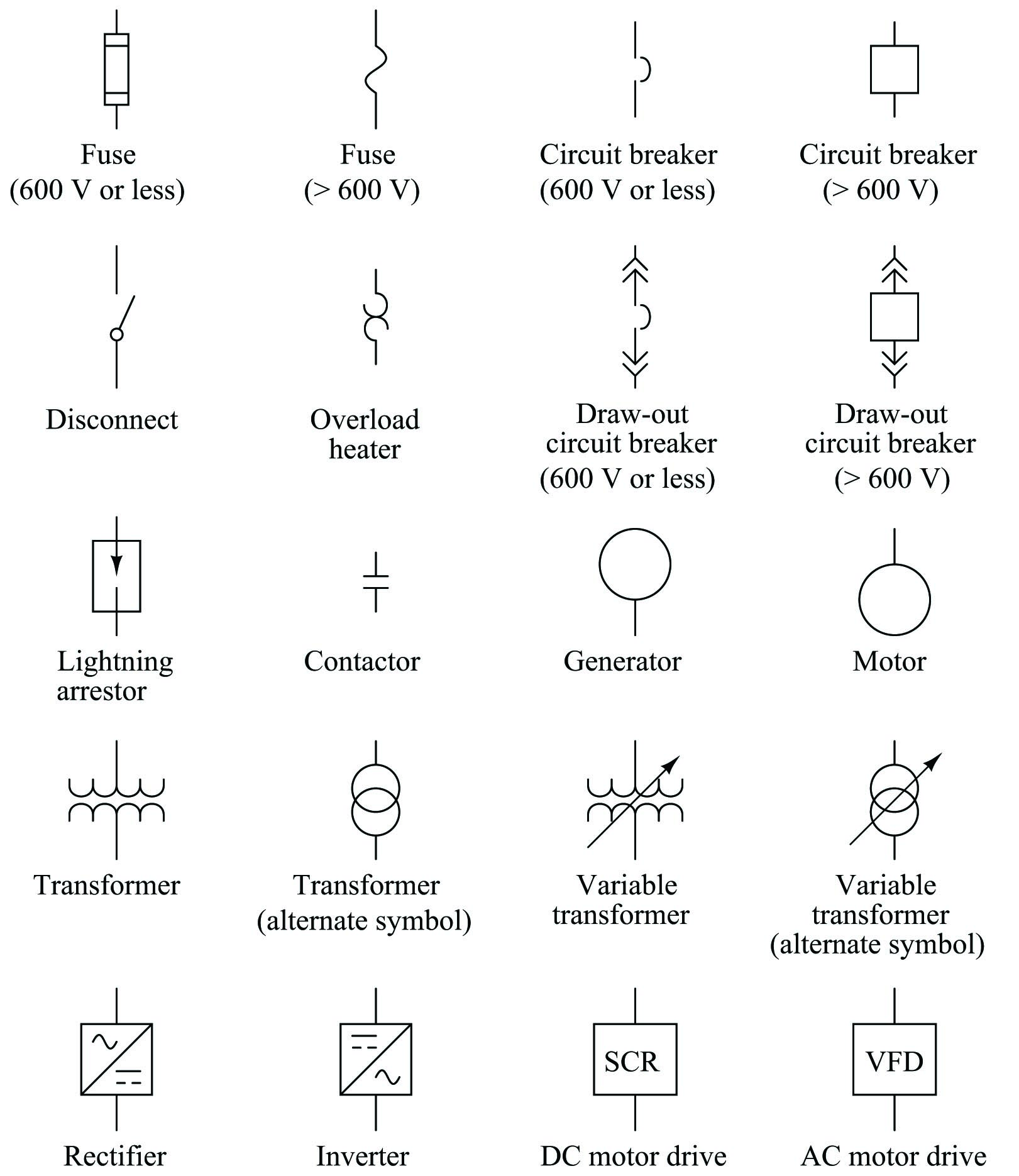 Common Electrical Schematic Symbols Wiring Diagram